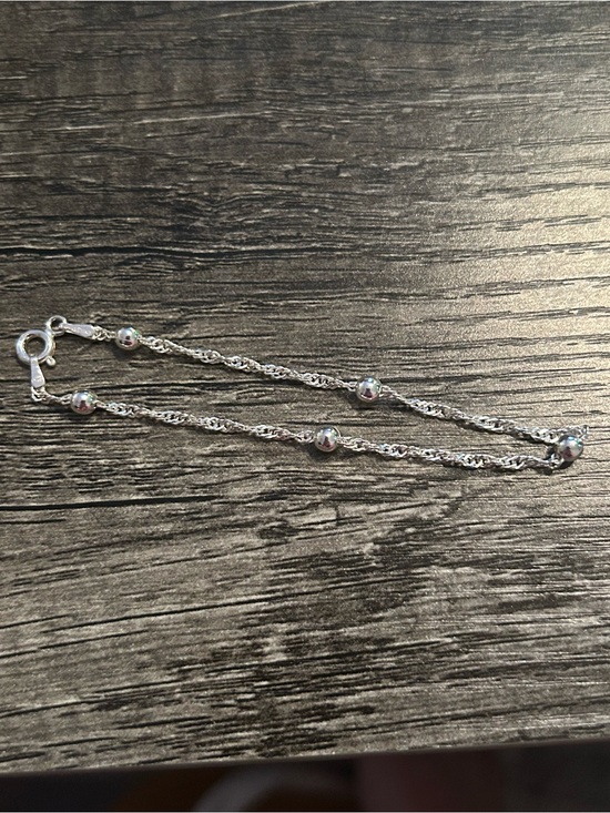 Source Unknown Jewelry - Sterling Silver Beaded Rope Chain Bracelet - Silver